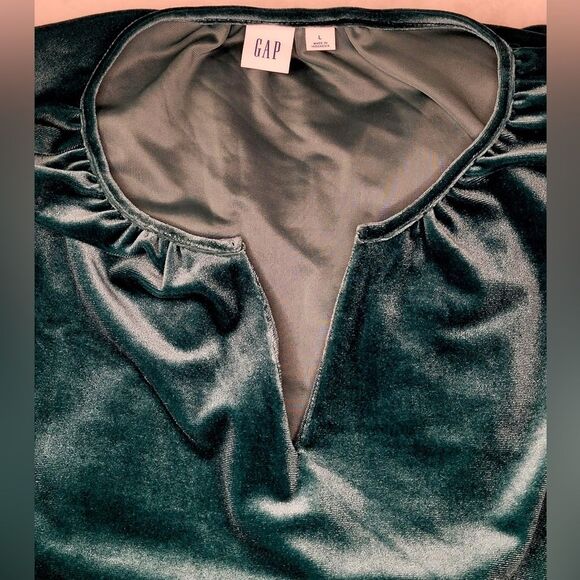 Gap ZEN Tropic Green Velvet MINI TIER DRESS - Size Large - Picture 8 of 11